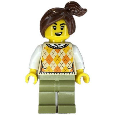 Figurine Kiosk Customer, Tan Torso, Olive Green Legs, Reddish Brown Hair du set 40757