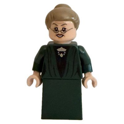 Minifigure Professor Minerva McGonagall, Dark Green Robes, Dark Tan Hair, Plain Skirt from set 76447