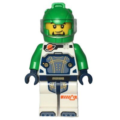 Minifigura Astronaut, White Spacesuit, Bright Green Helmet, Beard del set 30694