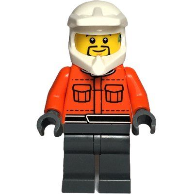 Figurine Pit Crew, Reddish Orange Torso, Dark Bluish Grey Legs, Male, Black Beard du set 60443