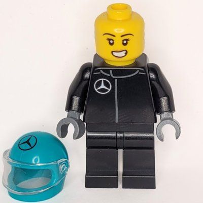 Minifigure F1 Driver, Mercedes, Black Suit del set 60444