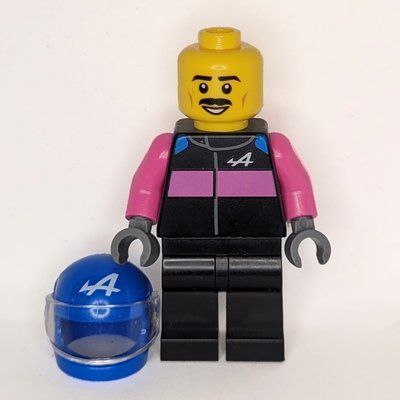 Minifigure F1 Driver, Alpine, Black/Dark Pink Suit del set 60444