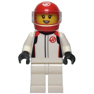 Minifigure F1 Driver, Haas, White Suit, Red Helmet del set 60464