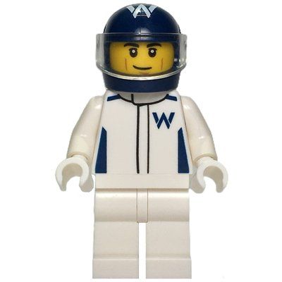 Minifigure F1 Driver, Williams, White Suit, Dark Blue Helmet del set 60464