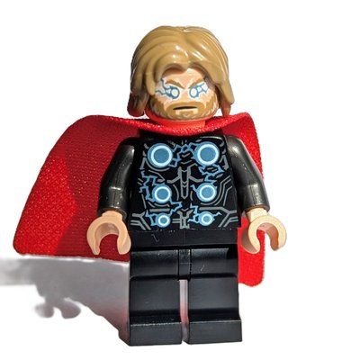 Minifigure Thor, Dark Tan Hair, Fabric Cape from set 76313