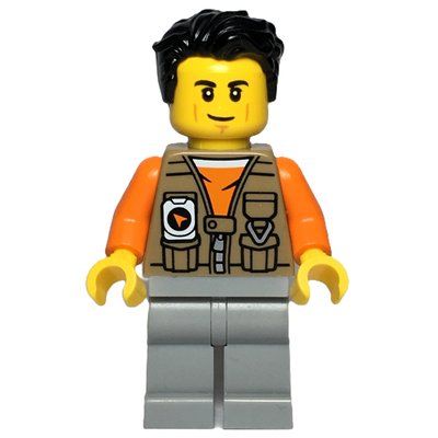 Minifigure Explorer, Dark Tan Jacket, Light Bluish Grey Legs del set 60447