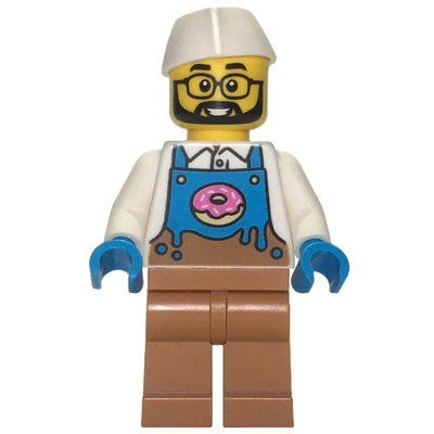 Figurine Donut Vendor, White Torso, Medium Nougat Legs, White Hat du set 60452
