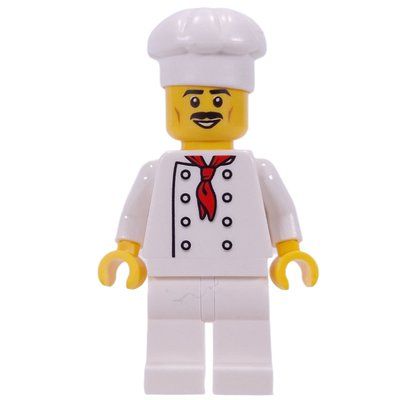 Figurine Chef - White Torso, White Legs, White Hat, White Hat du set 60458