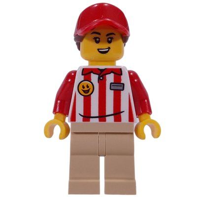 Figurine Hotdog Vender, Red/White Stripes Shirt, Tan Legs, Red Cap du set 60460
