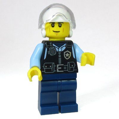 Figurine Police Officer, Pilot - Black Torso, Dark Blue Legs, White Helmet du set 60462
