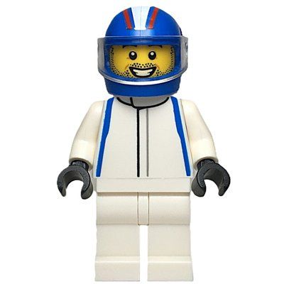 Minifigure Visa Cash App Racing Bull F1 Driver, Standard Helmet del set 60474