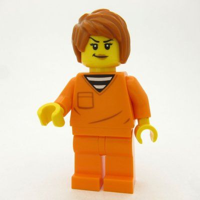 Minifigur Criminal, Orange Jumpsuit, Dark Orange Hair aus Set 60449