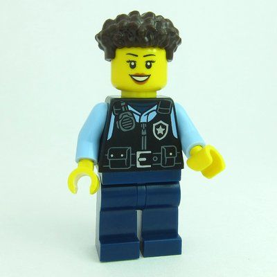 Minifigur Police Officer, Black Vest, Dark Brown Hair aus Set 60449