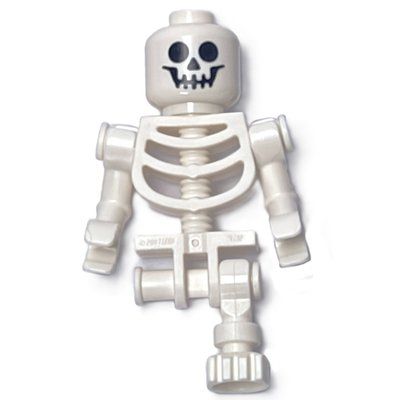Figurine Skeleton, Standard Face, Bent Arms, Vertical Hand Clips, 78132 Torso, Missing Right Leg du set 910043