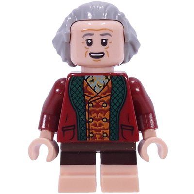 Minifigur Bilbo Baggins, Light Bluish Grey Hair, Dark Red Vest aus Set 10354