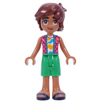Minifigure Leo - Coral Shirt, Bright Green Shorts from set 42658
