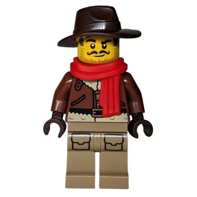 Figurine Explorer, Reddish Brown Jacket, Dark Brown Hat, Red Scarf du set 60470