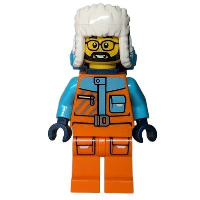 Figurine Arctic Explorer, STEVEGOESNORTH, Orange Suit, Dark Blue Hat and Backpack du set 60470