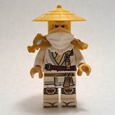 Minifigur Master Wu, White Shoulder Armor and Mask, Pearl Gold Hat aus Set 71847
