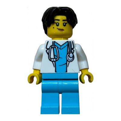 Figurine Doctor, White Lab Coat, Medium Azure Legs, Black Hair du set 60465