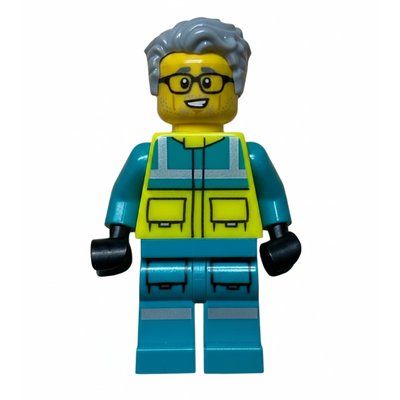Figurine Paramedic, Vibrant Yellow Safety Vest, Light Bluish Gray Hair du set 60465