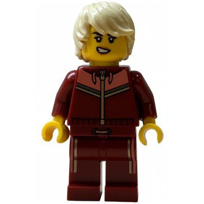 Figurine Skier, Dark Red Suit, Tan Hair du set 60465