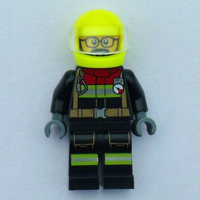 Figurine Firefighter, Black Fire Suit, Vibrant Yellow Helmet du set 952506