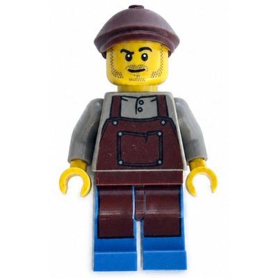 Minifigure Man, Reddish Brown Apron, Reddish Brown Cap del set 910046