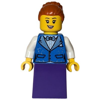 Minifigure Passenger, Blue Torso, Dark Purple Dress, Dark Orange Hair del set 910044