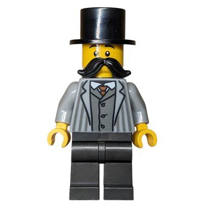 Minifigure Passenger, Light Bluish Grey Torso, Pearl Titanium Legs, Black Hat, Moustache del set 910044
