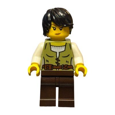 Figurine Snake Charmer, Olive Green Torso, Dark Brown Legs, Black Hair du set 910047