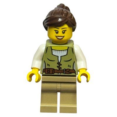 Figurine Woman, Olive Green Torso, Dark Tan Legs, Dark Brown Hair du set 910048