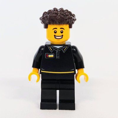 Minifigure Store Employee, Black Suit, Dark Brown Hair from set 6577643