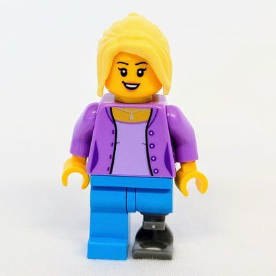 Figurine Medium Lavender Torso, Dark Azure Leg, Prosthetic Leg, Bright Light Yellow Hair du set 6586975