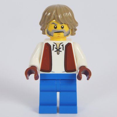 Minifigura Villager, Man, Dark Brown Vest, Blue Legs, Dark Tan Hair del set 31168