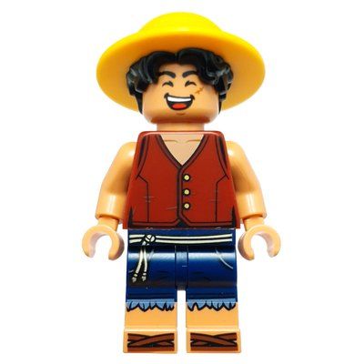 Minifigure Monkey D. Luffy, Hat, Closed Mouth del set 75639