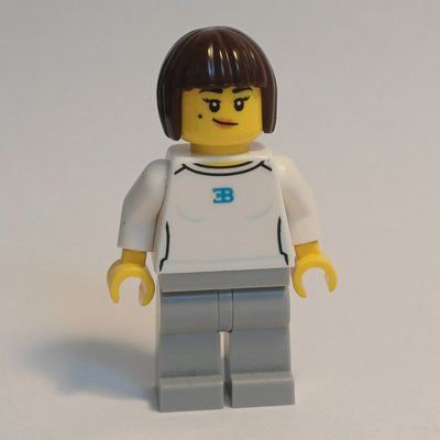 Minifigur Race Driver, White Shirt, Light Bluish Gray Legs, Dark Brown Hair aus Set 77240