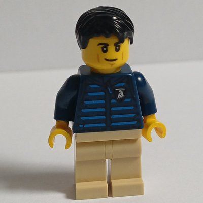 Figurine Lamborghini Driver, Dark Blue Torso, Tan Legs, Black Hair du set 77238