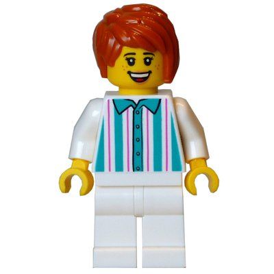 Minifigura Gelato Seller, White Torso, White Legs, Dark Orange Hair del set 21359