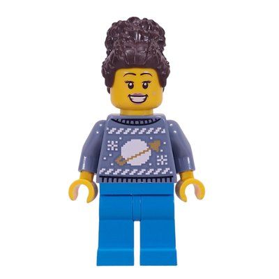 Figurine Sand Blue Sweater, Dark Azure Legs, Dark Brown Hair du set 60475