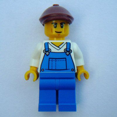 Figurine Farmer, Blue Overall, Reddish Brown Cap du set 952509