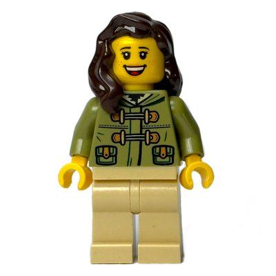 Minifigure Olive Green Torso, Tan Leg, Dark Brown Hair del set 10361