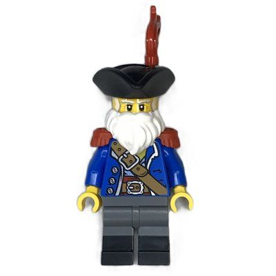 Figurine Pirate Captain Ogel, Blue Torso, Dark Bluish Grey Legs, Red Epaulets, Beard, Black Hat du set 910053