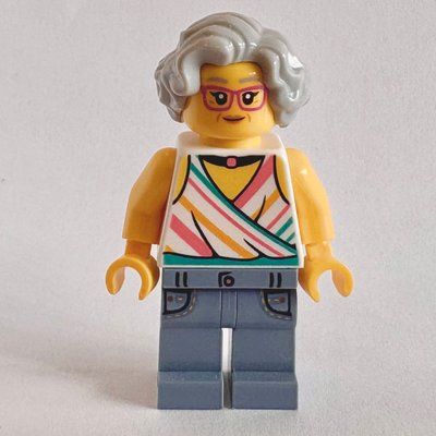 Figurine Woman, White Torso, Sand Blue Legs, Light Bluish Grey Hair du set 910052