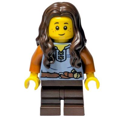 Figurine Girl, Sand Blue Torso, Dark Brown Legs, Dark Brown Hair du set 910051