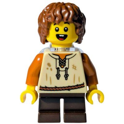 Figurine Elf, Tan Torso, Dark Brown Legs, Reddish Brown Hair, Neckbracket du set 910051