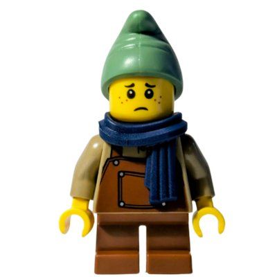 Figurine Elf, Dark Tan Torso, Reddish Brown Apron, Sand Green Cap, Dark Blue Scarf du set 910051