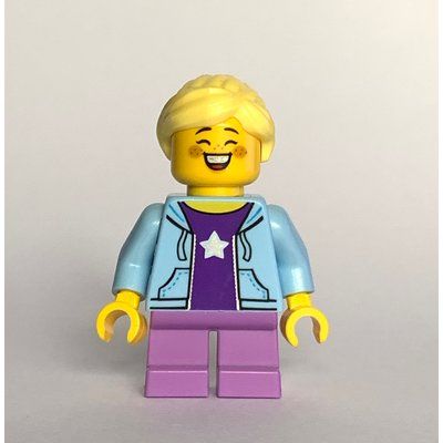 Figurine Kid, Bright Light Blue Torso, Medium Lavender Legs, Bright Light Yellow Hair du set 910050