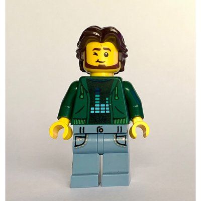Figurine Man, Dark Green Torso, Sand Blue Legs, Dark Brown Hair du set 910050
