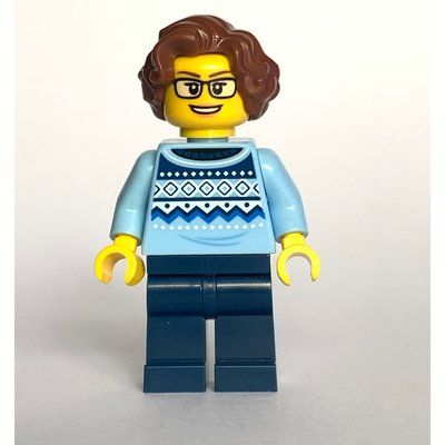 Figurine Woman, Bright Light Blue Torso, Dark Blue Legs, Reddish Brown Hair du set 910050